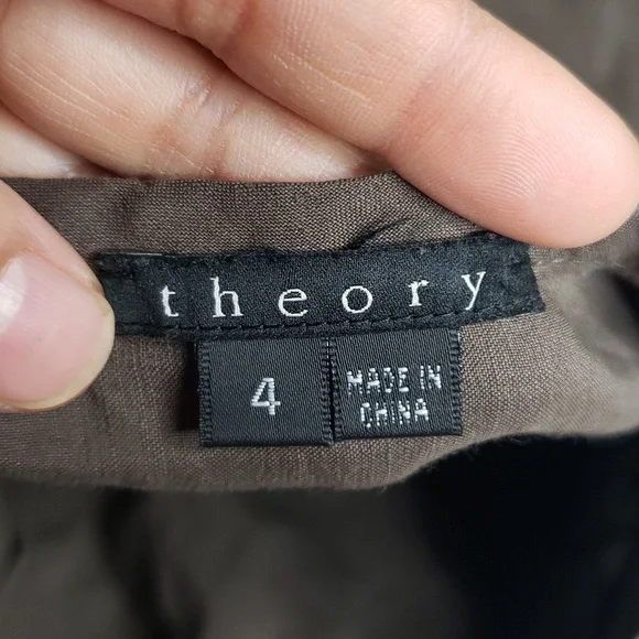 Theory Ellen Linen Blend Tiered Midi Dress Size 4 Brown Neutral Flowy Beachy - Picture 5 of 16